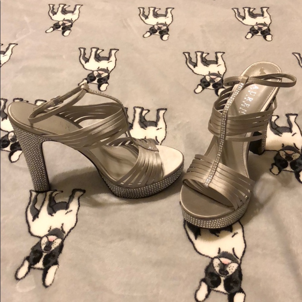 Ralph Lauren rhinestone & satin heels size 7.5